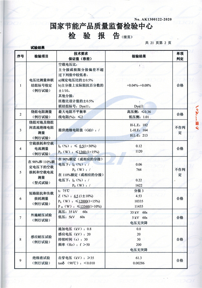 高低压试验报告-S11-1250道孚道孚道孚油浸式变压器-2.jpg